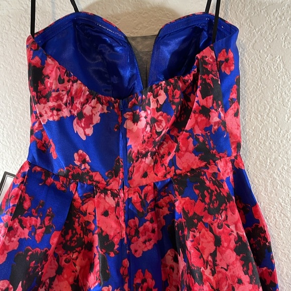 B.DARLIN Floral Print Blue Strapless Fit & Flare Dress Size 3/4 NEW - Picture 7 of 11